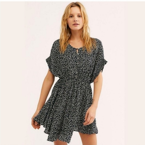 Free People Floral  Ruffles Mini Dress Large - Picture 6 of 16